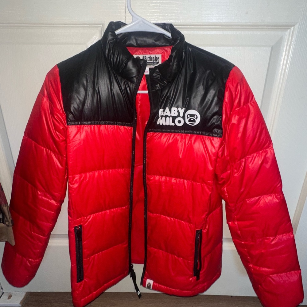 Bape Red and Black Puffer Jacket